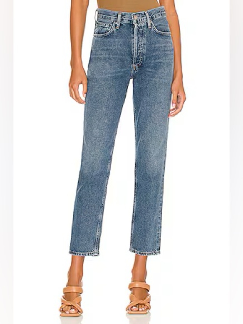 AGOLDE || Fen High Rise Relaxed Taper Jeans in Highway Wash Blue 25